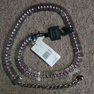 Vintage silver and pink rhinestone belt Sz M/L